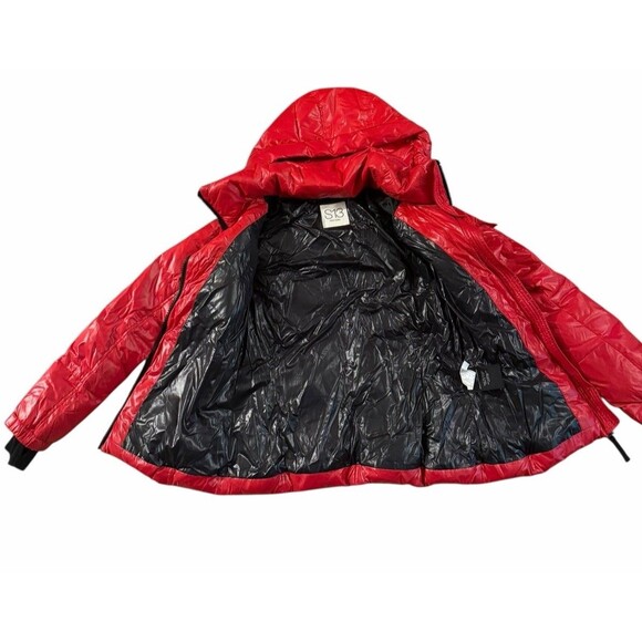 Sam. S13 Freestyle Down Nylon Puffer Jacket Candy Red Size S Festive Winter Coat - Picture 5 of 16